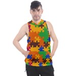 Retro colors puzzle pieces                                                                      Men s Sleeveless Hoodie