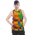 Retro colors puzzle pieces                                                                      Men s Sleeveless Hoodie