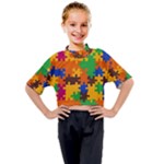 Retro colors puzzle pieces                                                                      Kids Mock Neck Tee