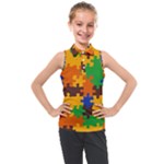 Retro colors puzzle pieces                                                                      Kids  Sleeveless Polo Tee