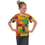 Retro colors puzzle pieces                                                                     Kids  Mesh Piece Tee