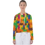 Retro colors puzzle pieces                                                                       Women s Slouchy Sweat
