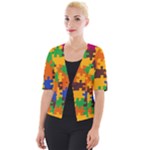 Retro colors puzzle pieces                                                                     Cropped Button Cardigan