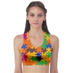 Retro colors puzzle pieces                                                                       Women s Sports Bra