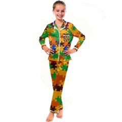 Kids  Satin Long Sleeve Pajamas Set 