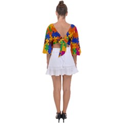 Tie Back Butterfly Sleeve Chiffon Top 