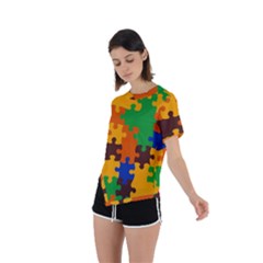 Asymmetrical Short Sleeve Sports T-Shirt 
