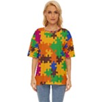 Retro colors puzzle pieces               Oversized Basic Tee