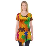 Retro colors puzzle pieces                                                                        Short Sleeve Tunic