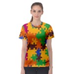 Retro colors puzzle pieces                                                                        Women s Sport Mesh Tee