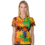 Retro colors puzzle pieces                                                                        V-Neck Sport Mesh Tee