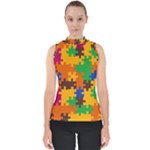 Retro colors puzzle pieces                                                                        Mock Neck Shell Top