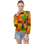 Retro colors puzzle pieces                                                                       Banded Bottom Chiffon Top