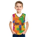 Retro colors puzzle pieces                                                                            Kids  Basketball Tank Top