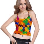 Retro colors puzzle pieces                                                                        Women s Spaghetti Strap Bra Top