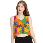 Retro colors puzzle pieces                                                                        V-Neck Cropped Tank Top