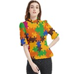 Retro colors puzzle pieces                                                                       Frill Neck Blouse