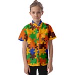Retro colors puzzle pieces                       Kids  Short Sleeve Shirt