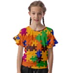 Retro colors puzzle pieces                                                            Kids  Cut Out Flutter Sleeves