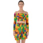 Retro colors puzzle pieces                                                                           Off Shoulder Top with Skirt Set