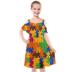 Kids  Cut Out Shoulders Chiffon Dress 