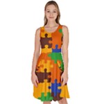 Retro colors puzzle pieces                                                                           Knee Length Skater Dress With Pockets