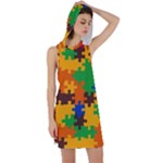 Retro colors puzzle pieces                                                                         Racer Back Hoodie Dress