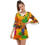 Retro colors puzzle pieces                                                                           Criss Cross Mini Dress