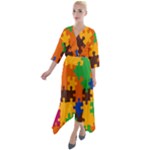 Retro colors puzzle pieces                                                      Quarter Sleeve Wrap Front Maxi Dress