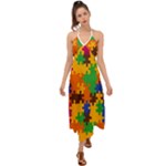 Retro colors puzzle pieces                                                                         Halter Tie Back Dress