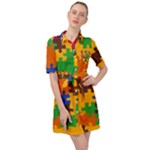 Retro colors puzzle pieces                                                                           Belted Shirt Dress