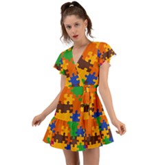 Flutter Sleeve Wrap Dress 