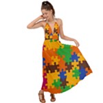 Retro colors puzzle pieces                                                                         Backless Maxi Beach Dress