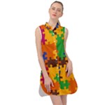 Retro colors puzzle pieces                                                                           Sleeveless Shirt Dress