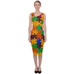 Retro colors puzzle pieces                                                                          Sleeveless Pencil Dress