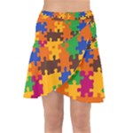 Retro colors puzzle pieces                                                                           Wrap Front Skirt