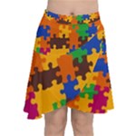 Retro colors puzzle pieces                                                                           Chiffon Wrap Front Skirt