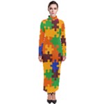 Retro colors puzzle pieces                                                                          Turtleneck Maxi Dress