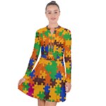 Retro colors puzzle pieces                                                                           Long Sleeve Panel Dress