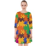 Retro colors puzzle pieces                                                                      Smock Dress