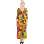 Retro colors puzzle pieces                                                                        Quarter Sleeve Wrap Maxi Dress