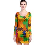 Retro colors puzzle pieces                                                                        Long Sleeve Bodycon Dress