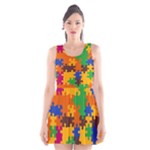 Retro colors puzzle pieces                                                                        Scoop Neck Skater Dress