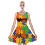 Retro colors puzzle pieces                                                                        Velvet Skater Dress