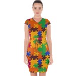 Retro colors puzzle pieces                                                                       Capsleeve Drawstring Dress