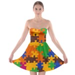 Retro colors puzzle pieces                                                                        Strapless Bra Top Dress