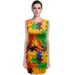 Retro colors puzzle pieces                                                                        Sleeveless Velvet Midi Dress