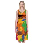 Retro colors puzzle pieces                                                                       Midi Sleeveless Dress