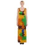 Retro colors puzzle pieces                                                                        Maxi Thigh Split Dress