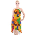 Retro colors puzzle pieces                                                                       High-Low Halter Chiffon Dress